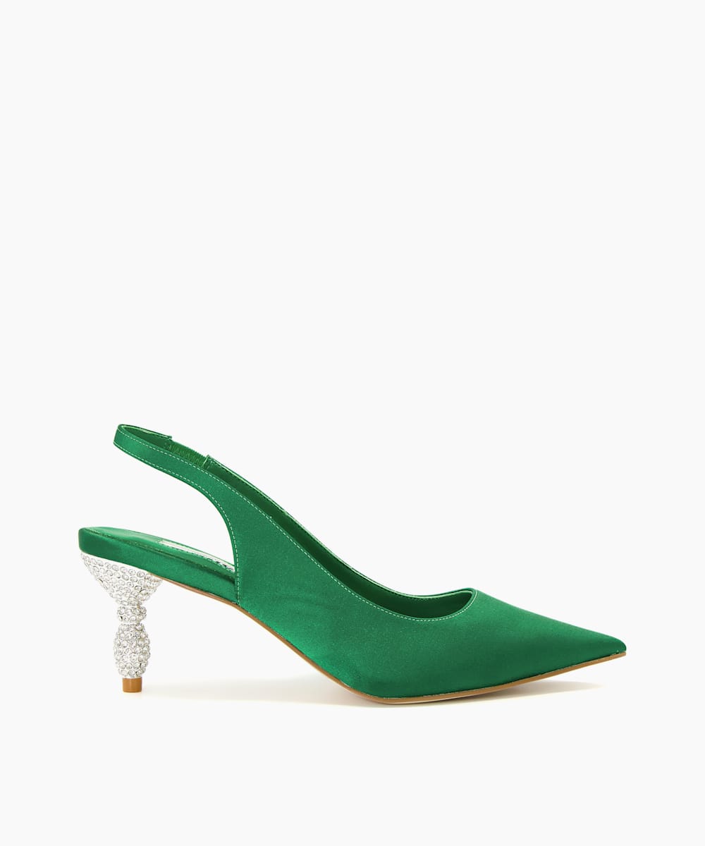 Green kitten heel shoes sale